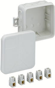 Abzweigdose IP55 max. 2,5mm² IK07 SK II Ui 400VAC VDE hfr