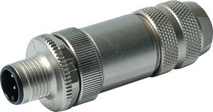 M12 x 1 Rundsteckverbinder, Konfekt ionierbarer Stecker, gerade