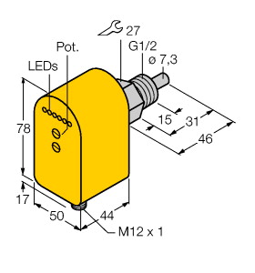 Strömungsüberwachung, Eintauchsenso r mit integrierter Auswerteelektron