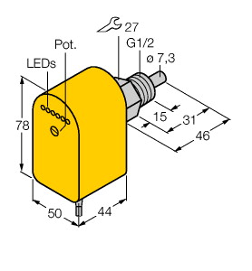 Strömungsüberwachung, Eintauchsenso r mit integrierter Auswerteelektron