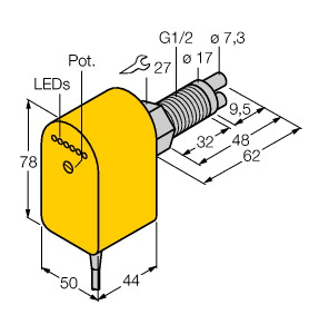 Strömungsüberwachung, Eintauchsenso r mit integrierter Auswerteelektron