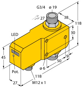 Strömungsüberwachung, Inline-Sensor mit integrierter Auswerteelektroni