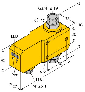 Strömungsüberwachung, Inline-Sensor mit integrierter Auswerteelektroni