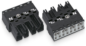 Stecker 4-polig schwarz 2x0,5-4qmm o.Zugentlastung