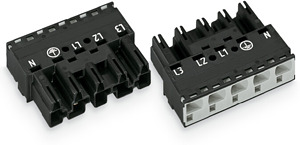 Stecker 5-polig schwarz 2x0,5-4qmm o.Zugentlastung
