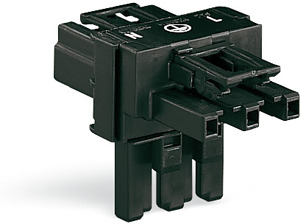 T-Verteiler 3-polig schwarz 1xStecker 2xBuchse