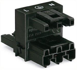 h-Verteiler 3-polig 1xStecker/2xBuchse schwarz