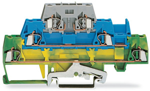 Dreistockklemme 2,5qmm grün-gelb/blau/grau f.Sicherungsst.