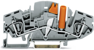 2L-FV-Quertrennklemme 6qmm orange mit Prüfbuchse