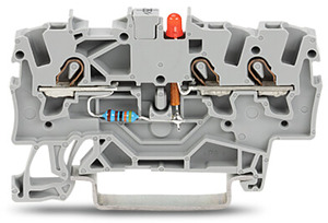 3-Leiter-LED-Klemme 1,5qmm TopJobS grau DC 24V mit LED rot