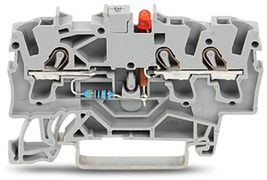 3-Leiter-LED-KLemme 2,5qmm TopJobS grau DC 24V mit LED rot