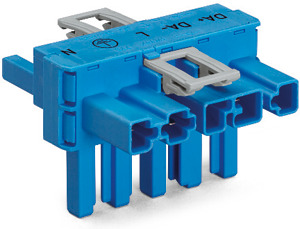 T-Verteiler 5-polig 1xStecker/2xBuchse blau