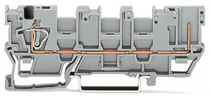 1-L-1-Pin-Basisklemme 4qmm grau mit 3-fach Querbrückung