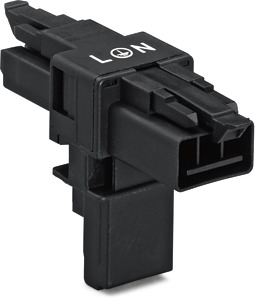 T-Verteiler 3-polig 1xStecker/2xBuchse Kod. A schwarz