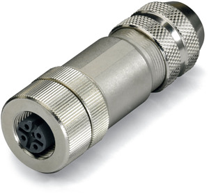 Buchse M12 A-kodiert axial konfektionierbar