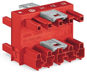 Verteiler 3-fach 5-polig rot 1xStecker 3xBuchse