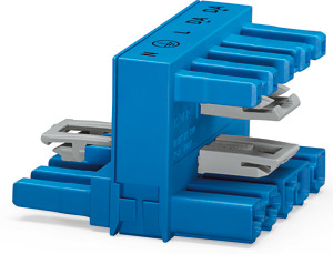h-Verteiler 5-polig 1xStecker/2xBuchse 3 Verr.kl. blau