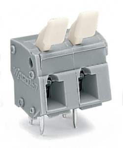 Leiterplattenklemme 2,5mm² Fingerdrücker grau