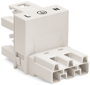 h-Verteiler 3-polig 1xStecker/2xBuchse 25A 250V ws