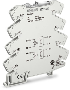Optokopplermodul 2-fach Eingangsnennspannung DC 24V lichtgrau