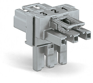 T-Verteiler 3-polig 1xStecker/2xBuchse Kod. B grau
