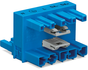 h-Verteiler 5-polig 1xStecker/2xBuchse 2 Verr.kl. blau