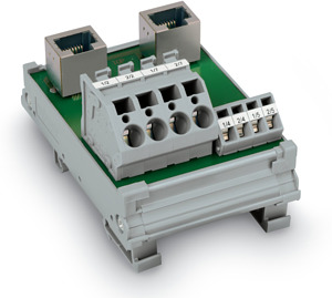 Übergabemodul 2xRJ-45 Leiterplattenklemmen 2-reihig