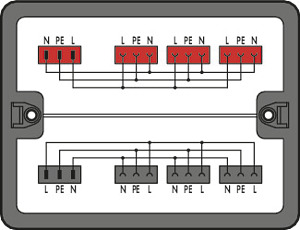 Verteilerbox Wechselstrom 230V 2 Eingänge schwarz