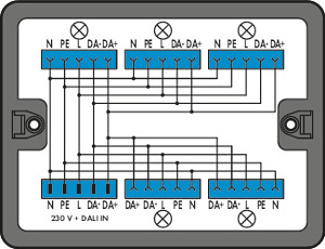 Verteilerbox DALI 1 Eingang schwarz