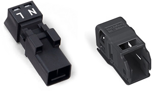 Stecker mit Zugentlastungsgehäuse 2-polig 250V/16A schwarz