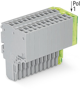 2-Leiter-Federleiste Push-in CAGE CLAMP® 1,5 mm² grau/grün-ge