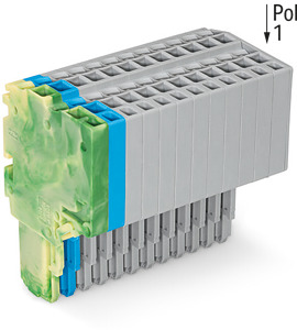 2-Leiter-Federleiste Push-in CAGE CLAMP® 1,5 mm² grün-gelb/bl