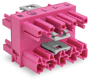 3-fach-Verteiler 5-polig Kod. B B 1 Eingang 3 Ausgänge pink