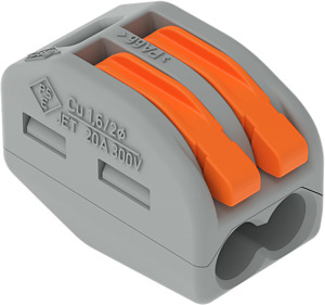 Verbindungsklemme 2x0,08-4qmm Serie 222 32A 400V Cage-Clamp grau