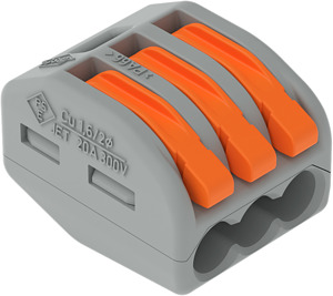Verbindungsklemme 3x0,08-4qmm Serie 222 32A 400V Cage-Clamp grau