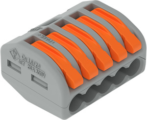Verbindungsklemme 5x4qmm Serie 222 32A 400V Cage-Clamp grau