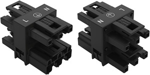 Verteiler 3-fach 3-polig schwarz 1xStecker 3xBuchse