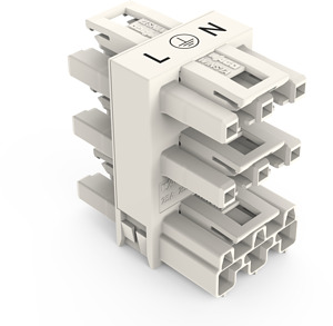 Verteiler 5-fach 3-pol. weiss 1xStecker 5xBuchse