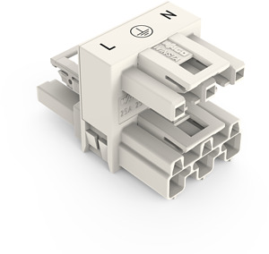 h-Verteiler 3-polig 1xStecker/2xBuchse 3.Verr.kl. ws