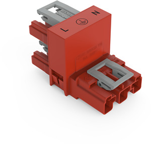 h-Verteiler 3-polig 1xStecker/2xBuchse 3.Verr.kl. rot