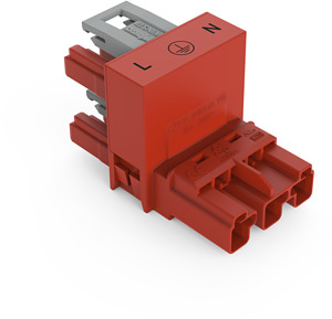 h-Verteiler 3-polig 1xStecker/2xBuchse 25A 250V rot