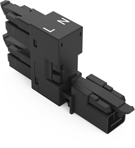 h-Verteiler 2-polig 1xStecker/2xBuchse 3.Verr.kl. sw