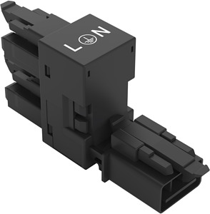 h-Verteiler 3-polig 1xStecker/2xBuchse 3.Verr.kl. sw