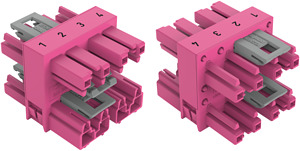 3-fach-Verteiler 4-polig Kod. B pink