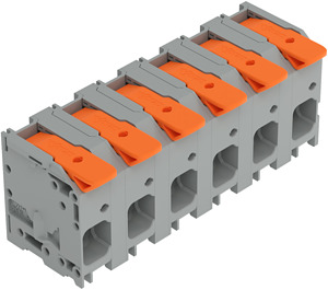 Leiterplattenklemme 16mm² Hebel grau