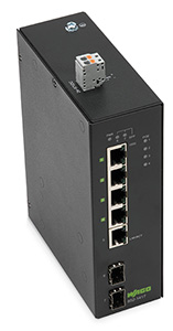 Industrial-ECO-Switch 5 Ports 1000Base-T schwarz 4PoE+ 2xSlot SX/LX