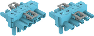 T-Verteiler 5-polig 1xStecker/2xBuchse blau 3Verr.kl.