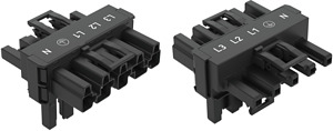 T-Verteiler 5-polig 1xStecker/2xBuchse schwarz 3Verr.kl