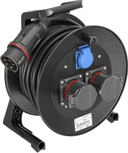 Kabeltrommel 400V 2 CEE-Abgänge 5P 16A, Schutzkontaktsteckdose 16A 2P+E