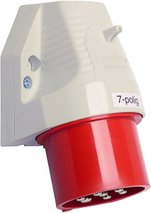 Wandgerätestecker 32A CEEtyp 400V 6h rot 7pol.IP44 Aussen